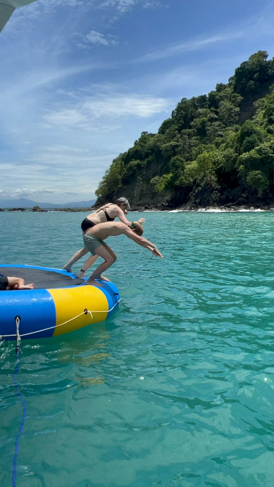 Diving straight into the turquoise water